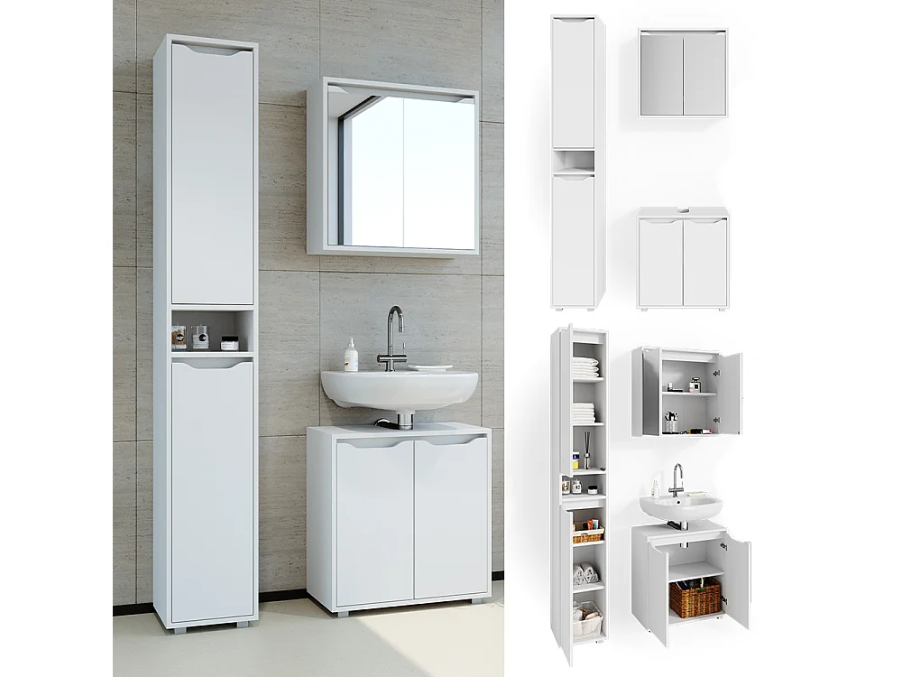 Set mobili bagno bianco 60x30x62 ruben