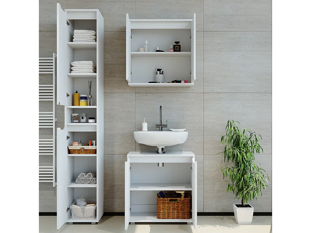 Set mobili bagno bianco 60x30x62 ruben