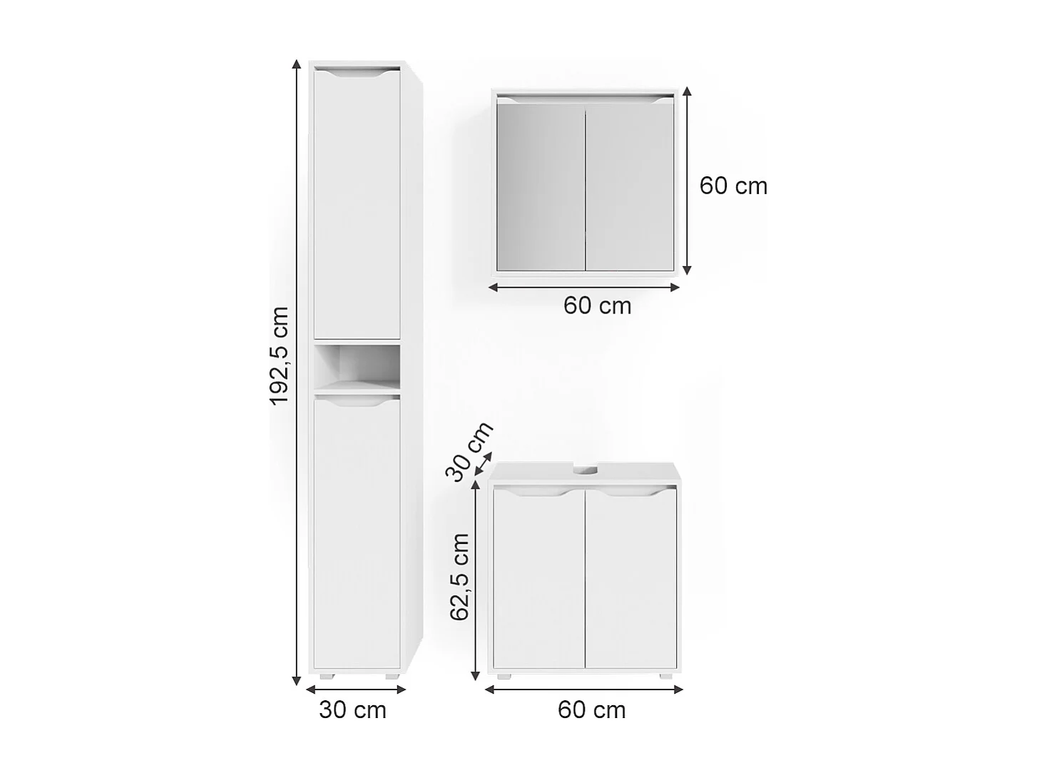 Meubles bain blanc 60x30x62 ruben