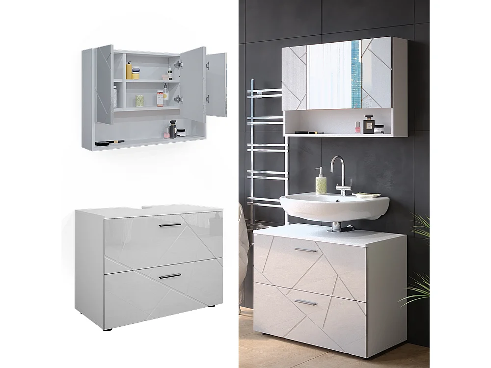 Set mobili bagno bianco lucido 80x41x58.6 irma