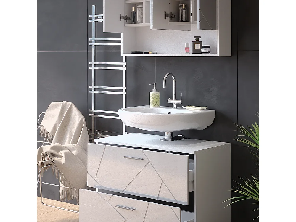 Set mobili bagno bianco lucido 80x41x58.6 irma