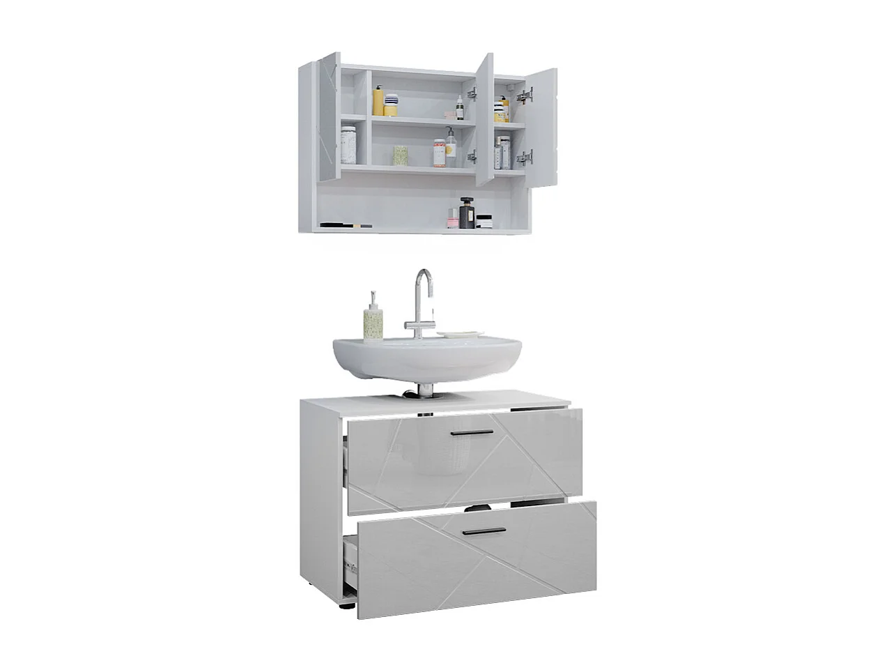 Set mobili bagno bianco lucido 80x41x58.6 irma