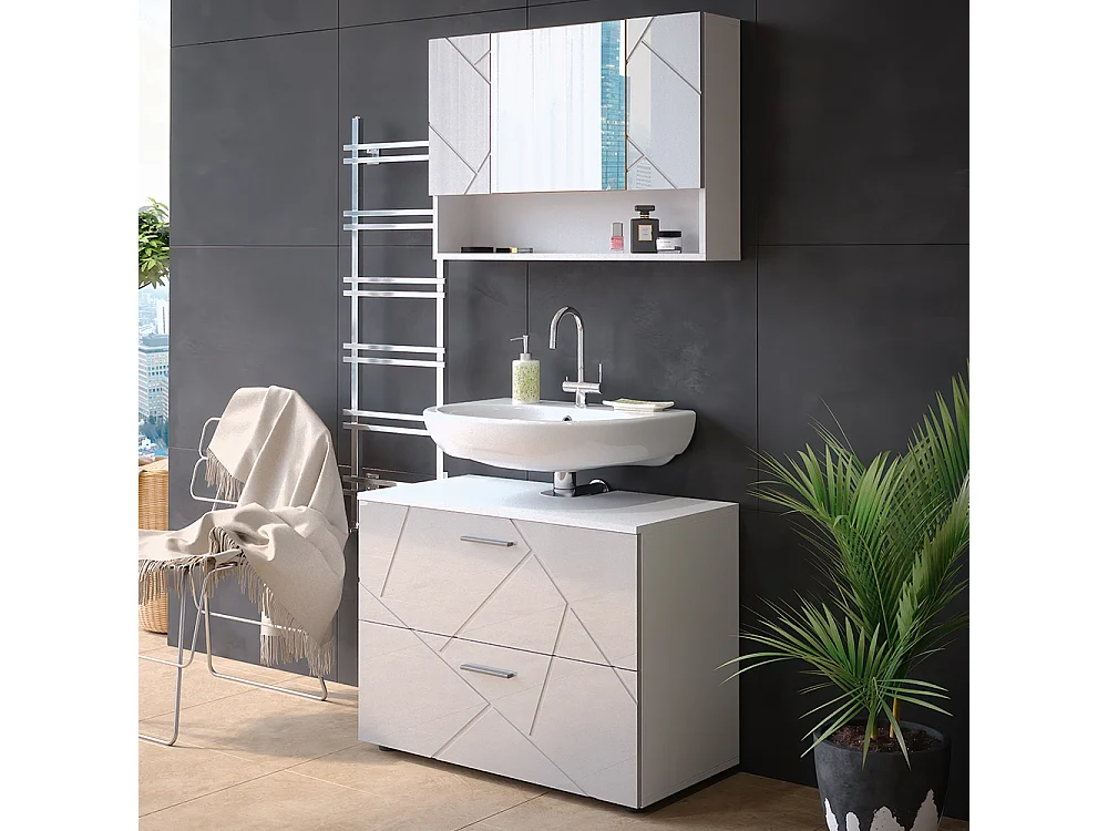 Meubles bain blanc haute brillance 80x41x58.6 irma