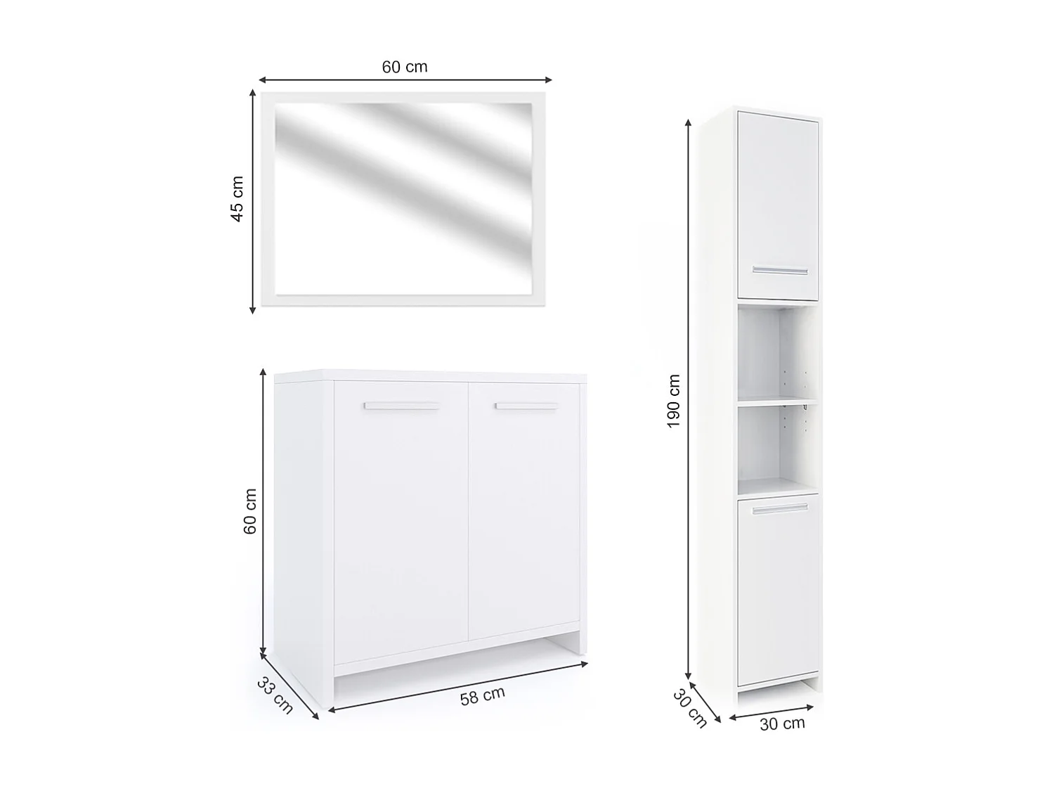 Meubles bain blanc 58x33x60 kiko