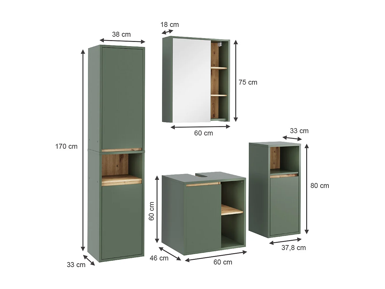 Set di mobili da bagno verde/artigianale 60x45.5x60 viola