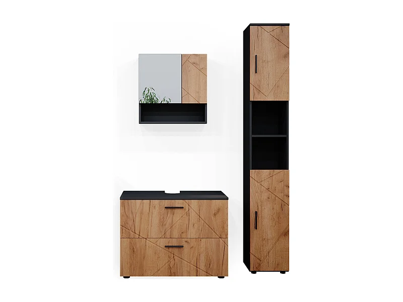 Ensemble meubles bain chêne doré/anthracite 80x41x58.6 irma