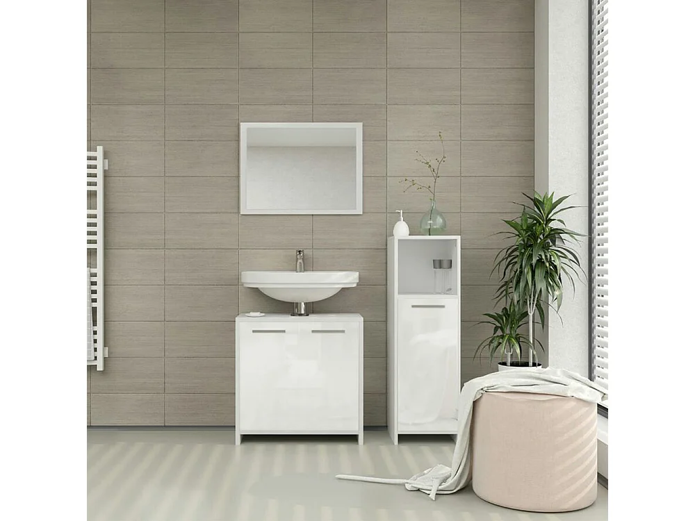 Conjunto de muebles de baño blanco alto brillo/blanco 58x33x60 kiko