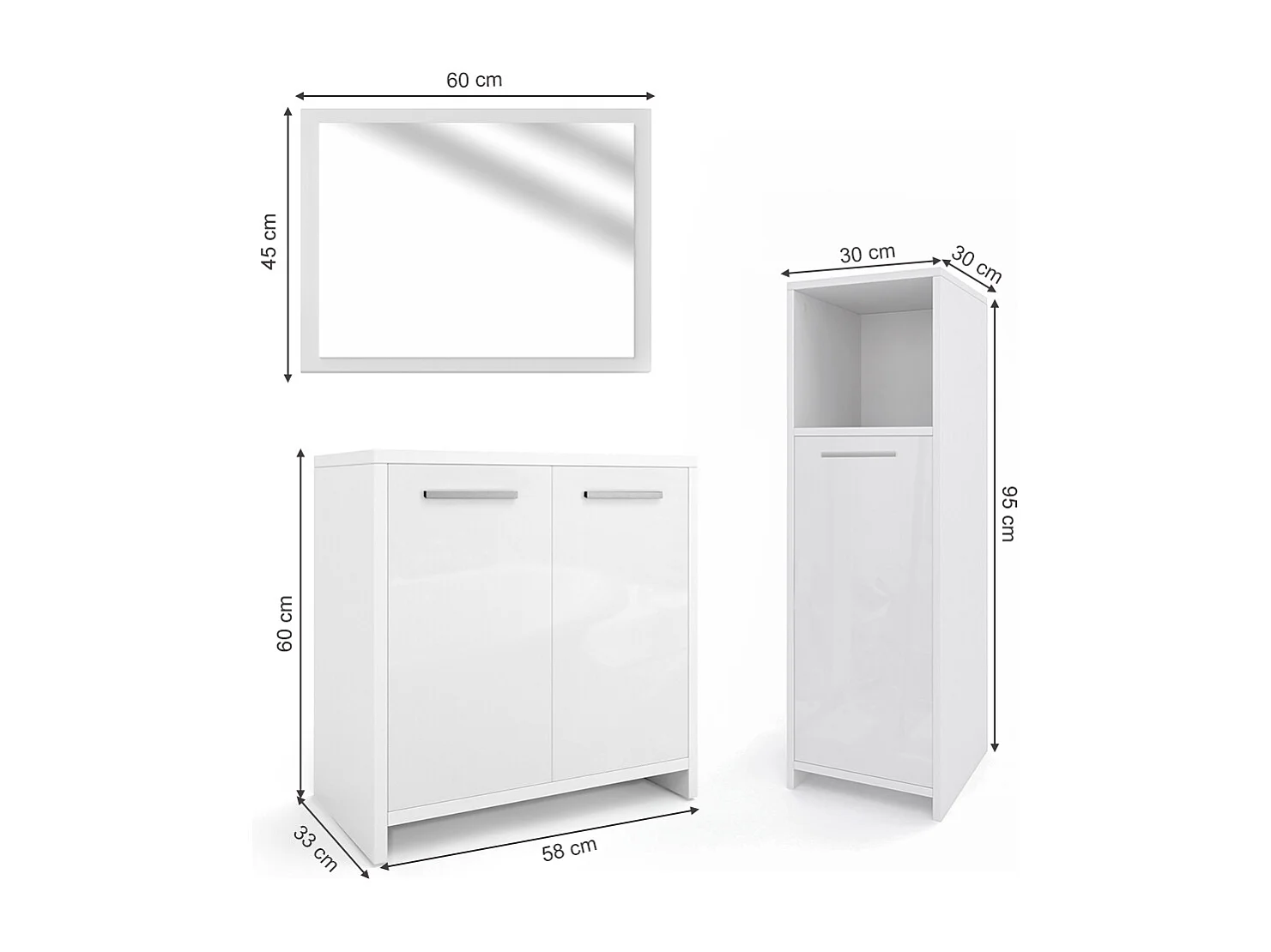 Meubles bain blanc brillant/blanc 58x33x60 kiko