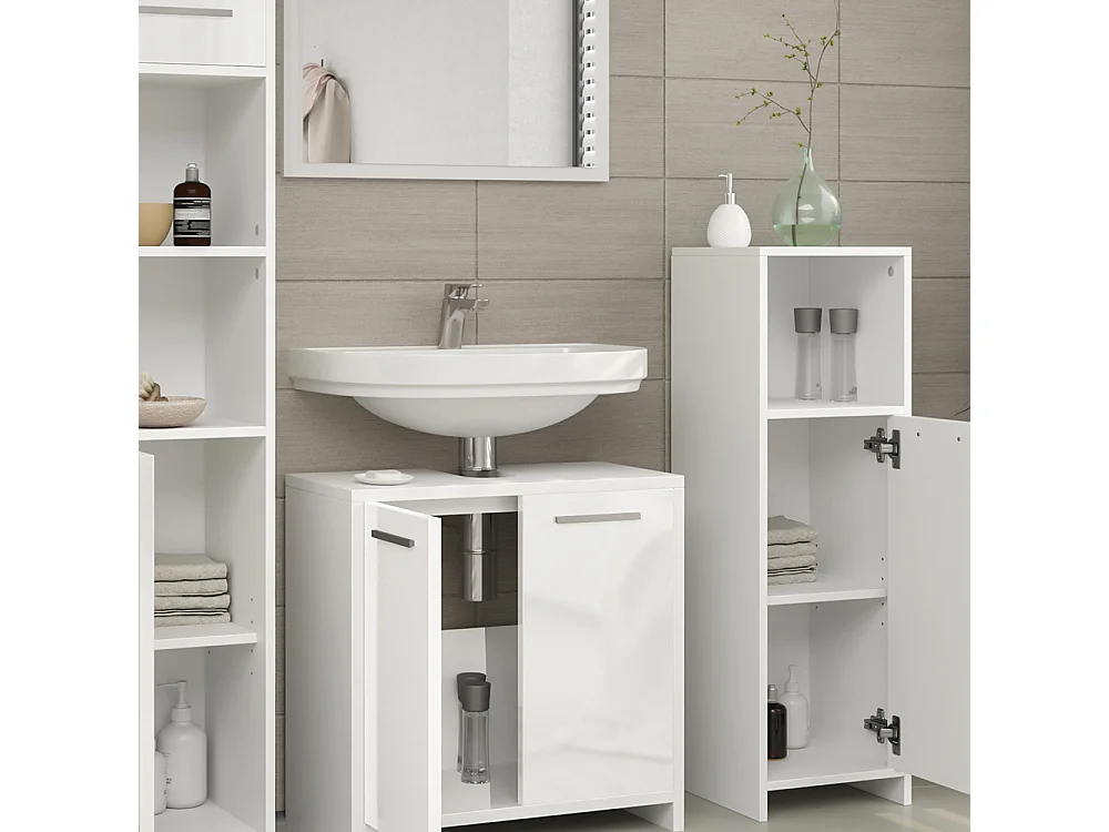 Meubles bain blanc brillant/blanc 58x33x60 kiko