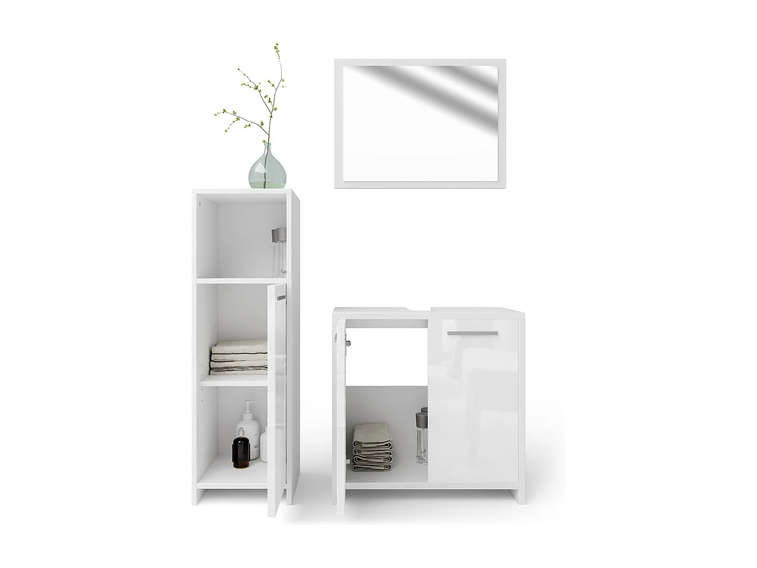 Meubles bain blanc brillant/blanc 58x33x60 kiko