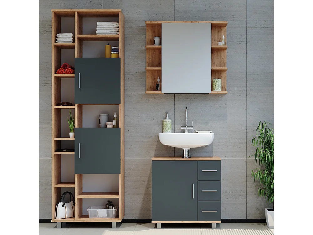 Badmöbel-Set eiche 60x33x60.8 ilias