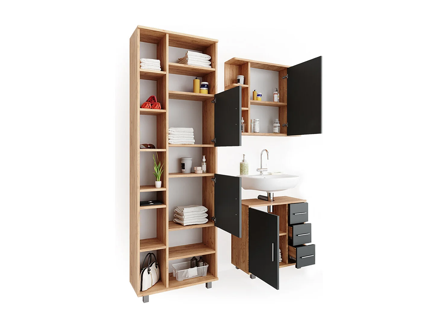 Badmöbel-Set eiche 60x33x60.8 ilias