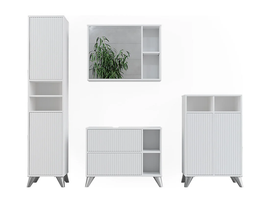 Ensemble de meubles de salle de bains blanc 80x30x62 leano