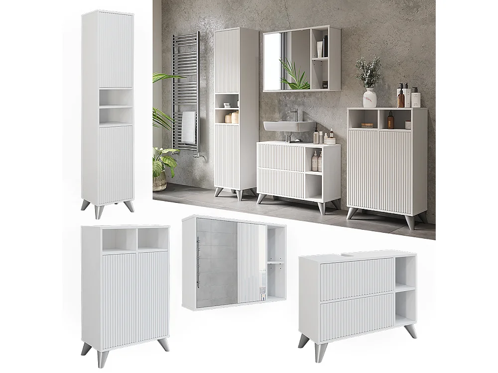 Ensemble de meubles de salle de bains blanc 80x30x62 leano