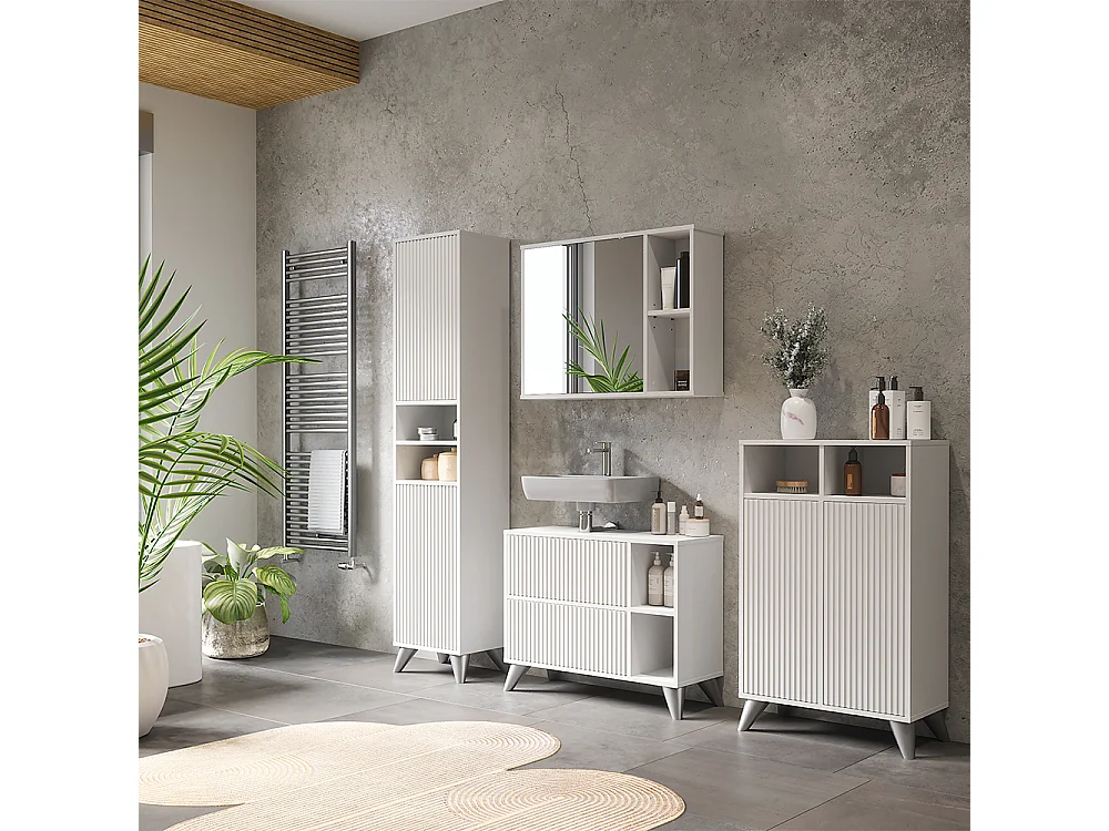 Ensemble de meubles de salle de bains blanc 80x30x62 leano