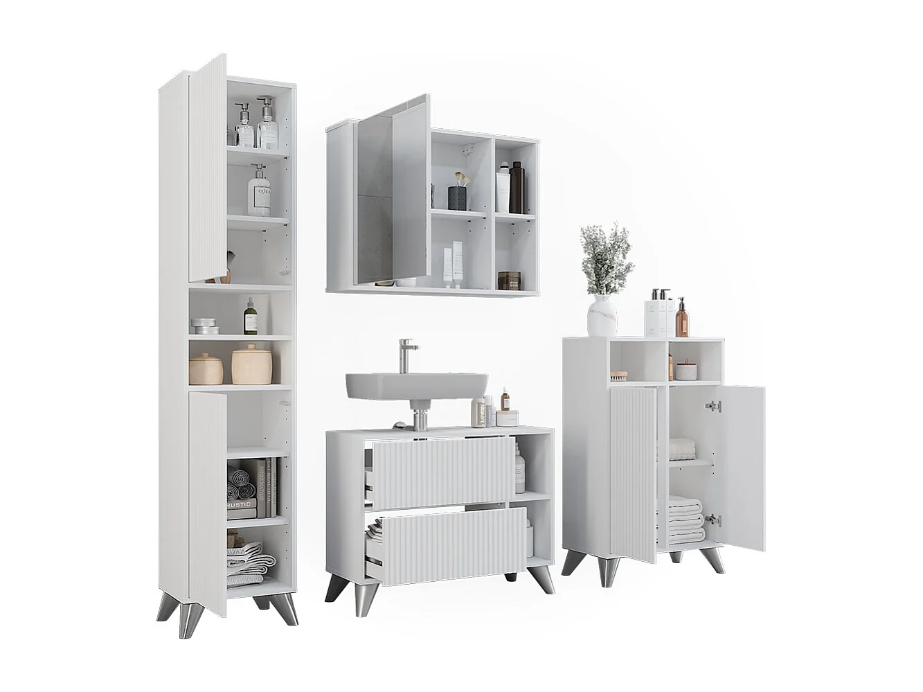 Ensemble de meubles de salle de bains blanc 80x30x62 leano