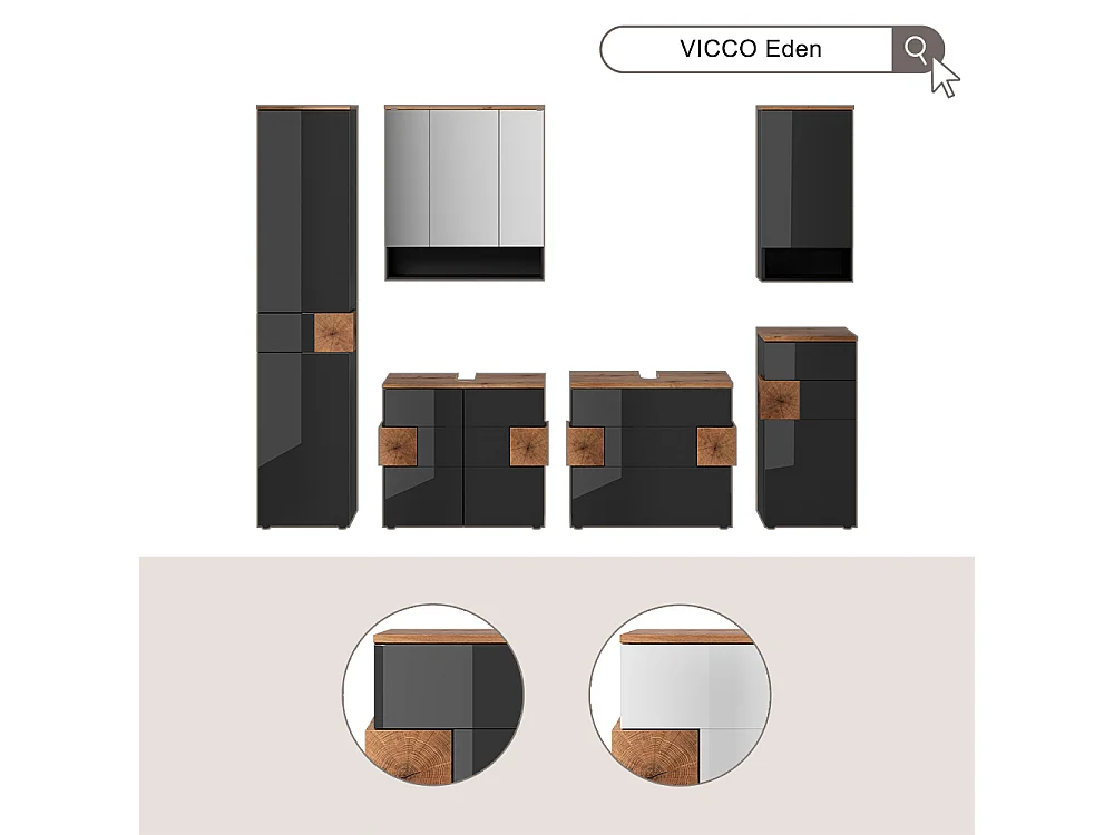 Set di mobili da bagno bianco 70x37x64.5 eden