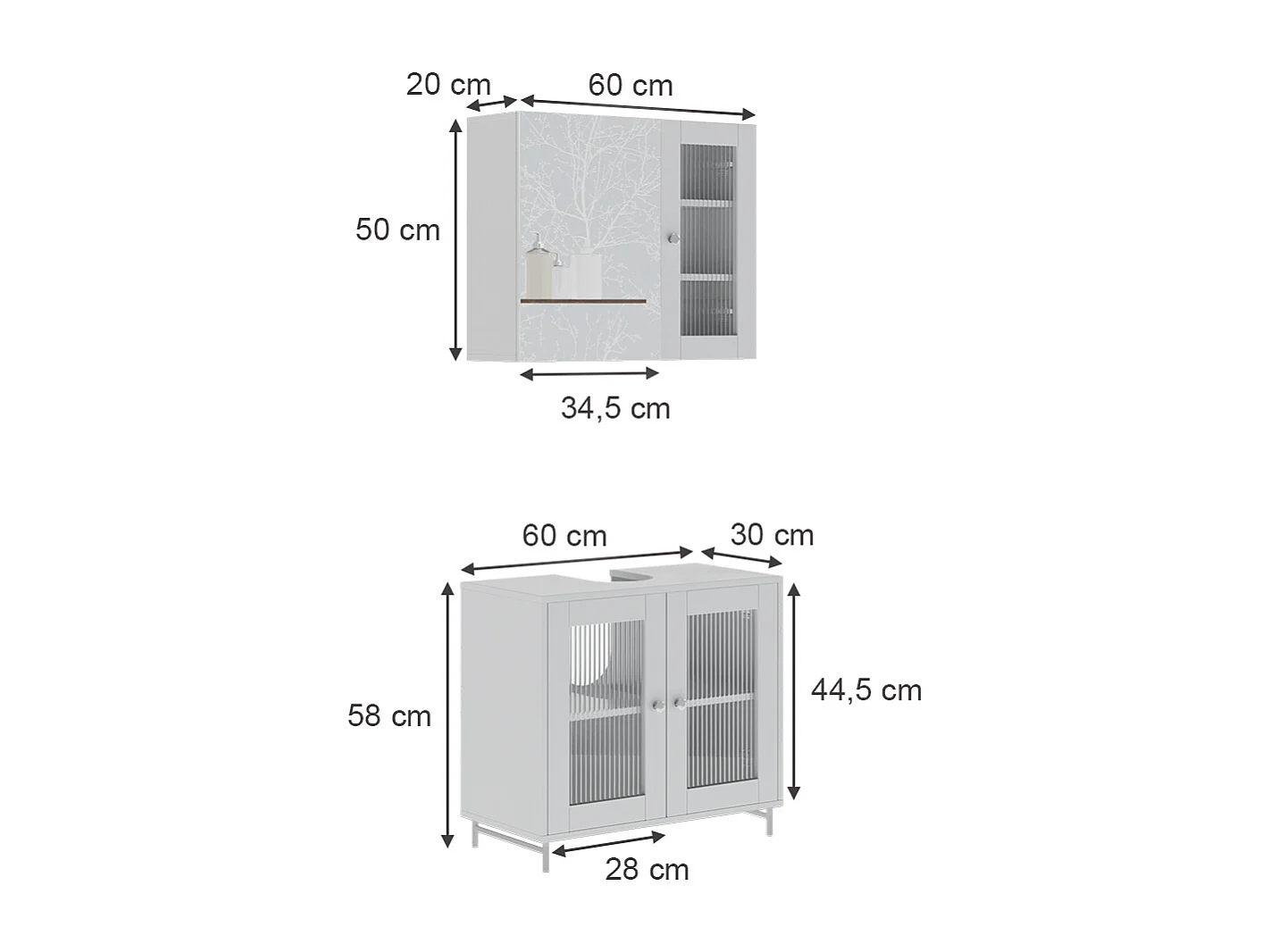 Ensemble de meubles de salle de bains blanc 60x30x58 malte