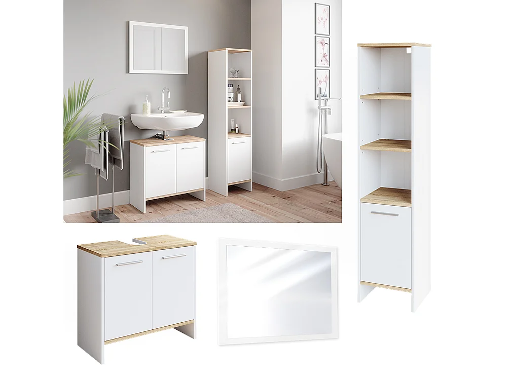 Badmöbel-Set weiß 60x28x136 elvio