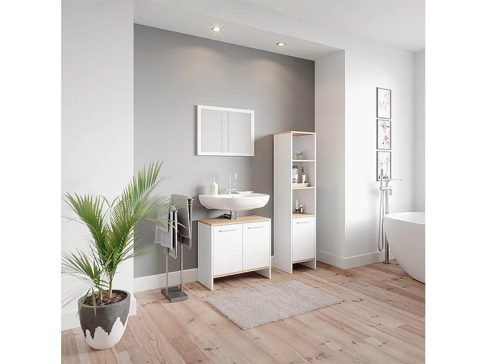 Badmöbel-Set weiß 60x28x136 elvio