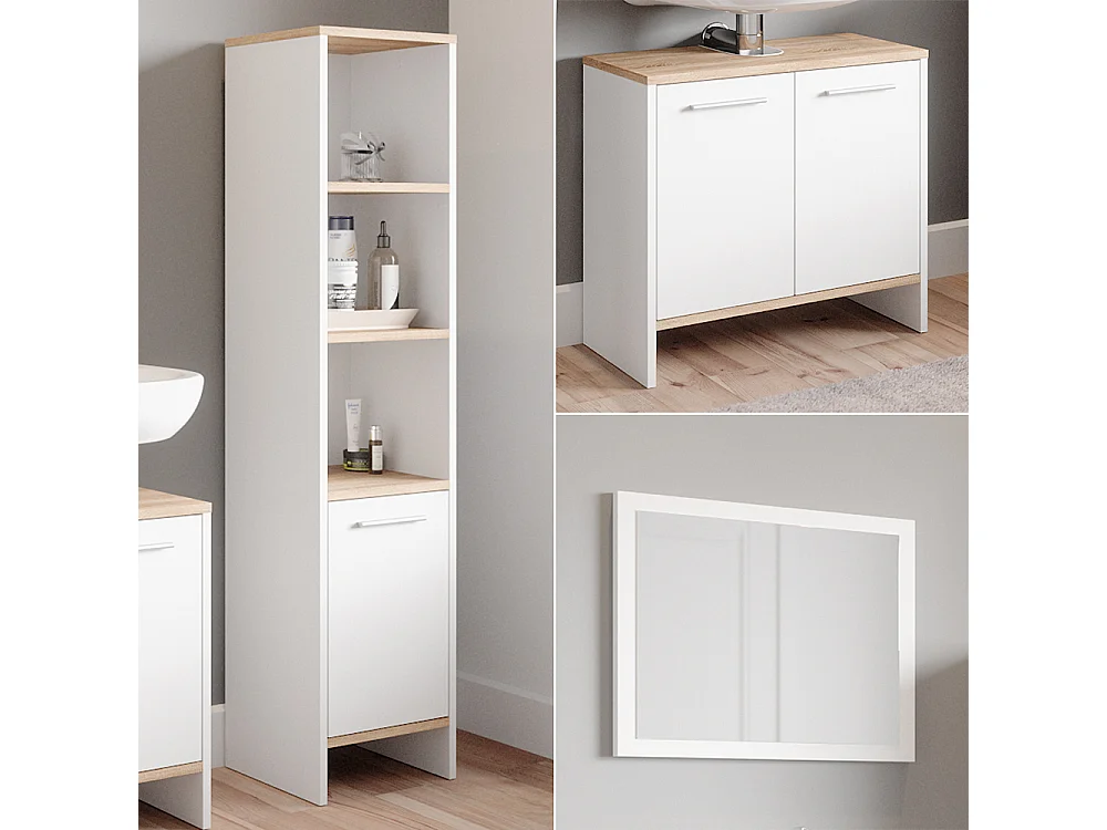 Badmöbel-Set weiß 60x28x136 elvio