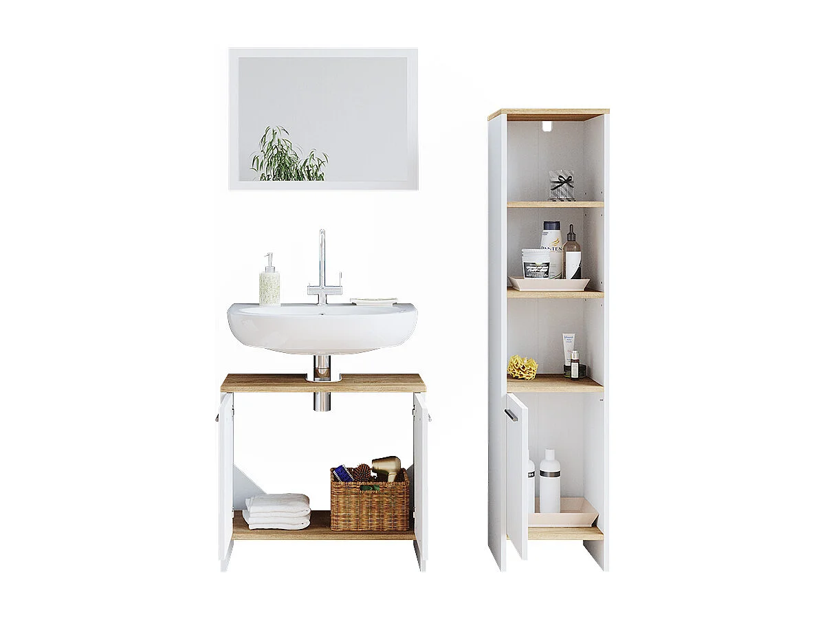 Badmöbel-Set weiß 60x28x136 elvio