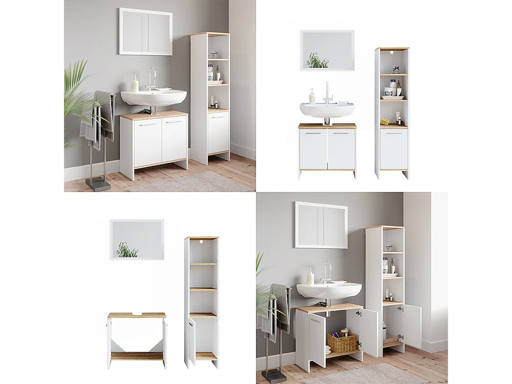 Badmöbel-Set weiß 60x28x136 elvio