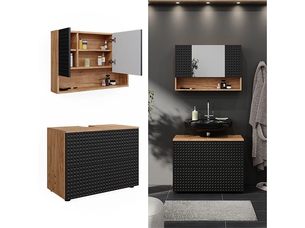 Badmöbel-Set anthrazit gepunktet 80x41x58.6 irma