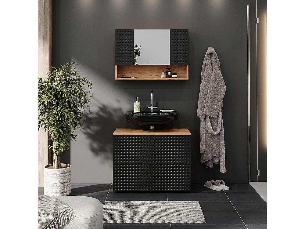 Meubles bain anthracite à pois 80x41x58.6 irma