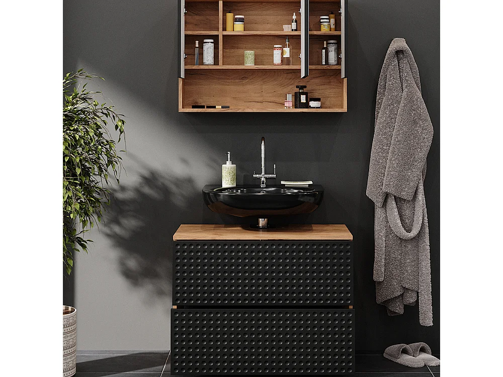 Meubles bain anthracite à pois 80x41x58.6 irma