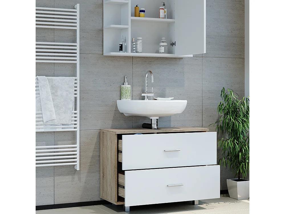Meubles bain blanc/sonoma 80.2x33x60.8 ilias