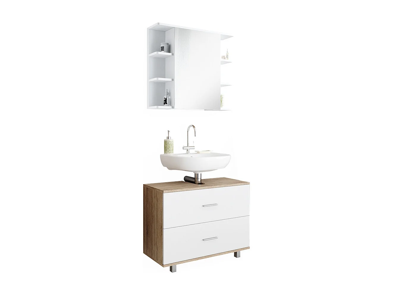 Meubles bain blanc/sonoma 80.2x33x60.8 ilias