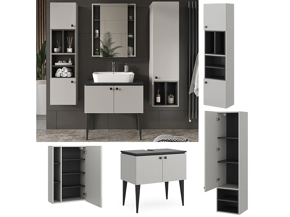 Conjunto de muebles de baño gris 80x50x79 gerta