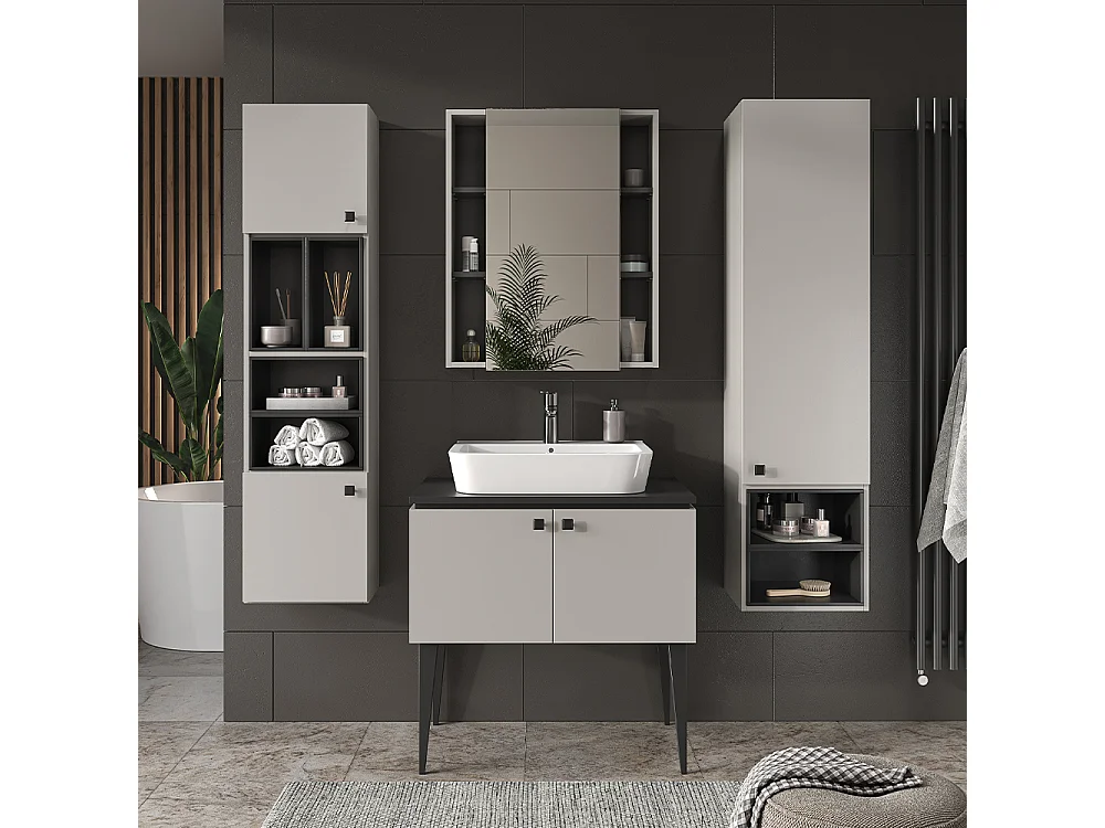 Conjunto de muebles de baño gris 80x50x79 gerta