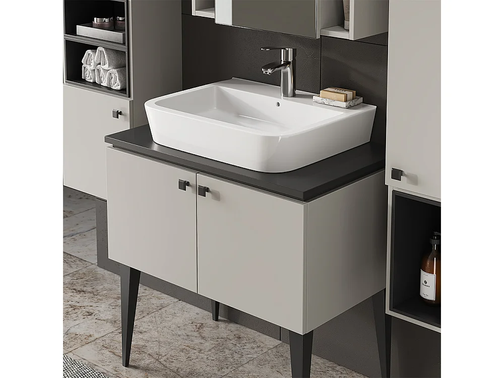 Conjunto de muebles de baño gris 80x50x79 gerta