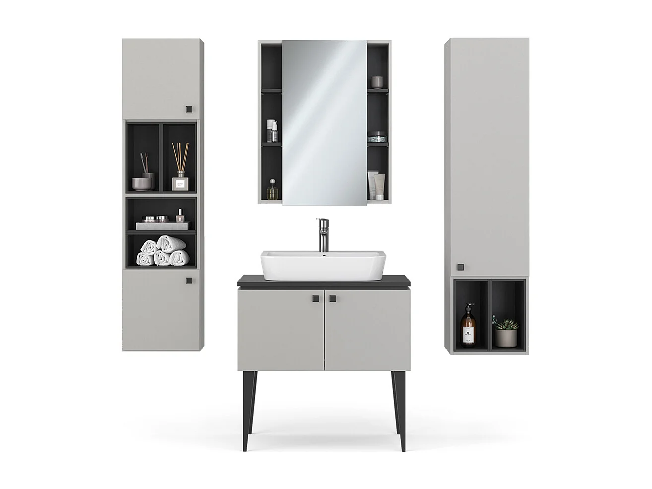Conjunto de muebles de baño gris 80x50x79 gerta