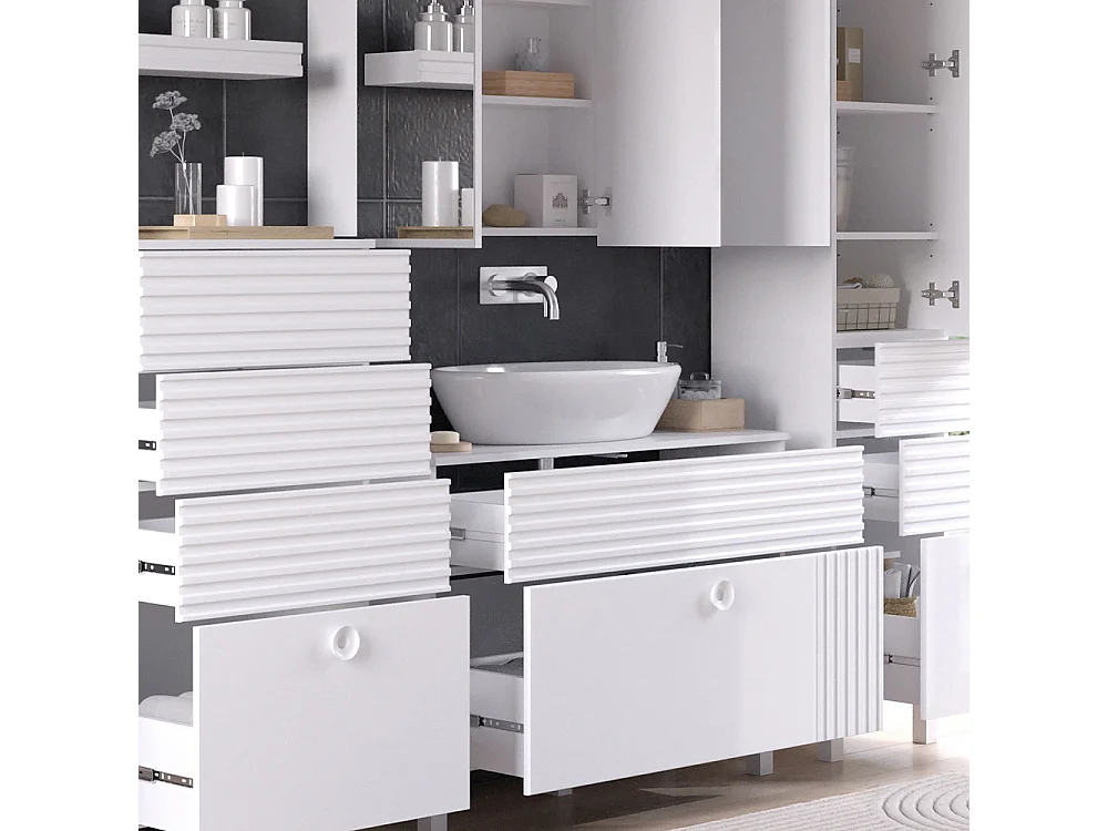 Set di mobili da bagno bianco 100x37x72 sola
