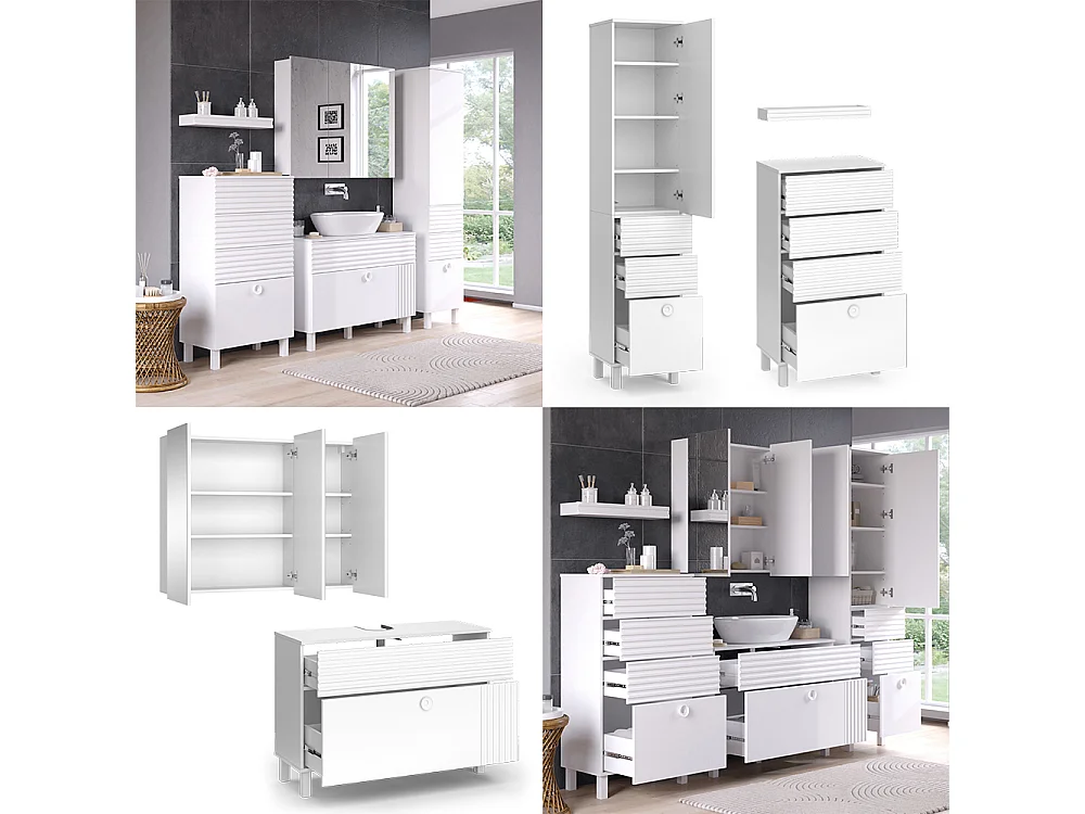 Set di mobili da bagno bianco 100x37x72 sola