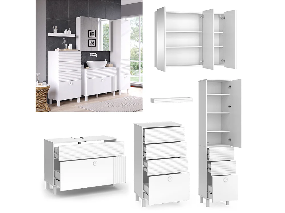 Set di mobili da bagno bianco 100x37x72 sola
