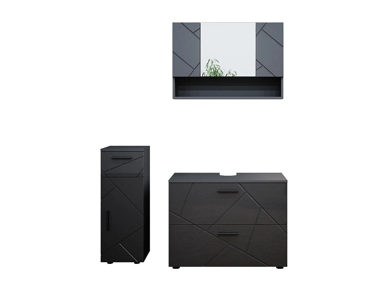 Set mobili bagno antracite lucido 80x41x58.6 irma