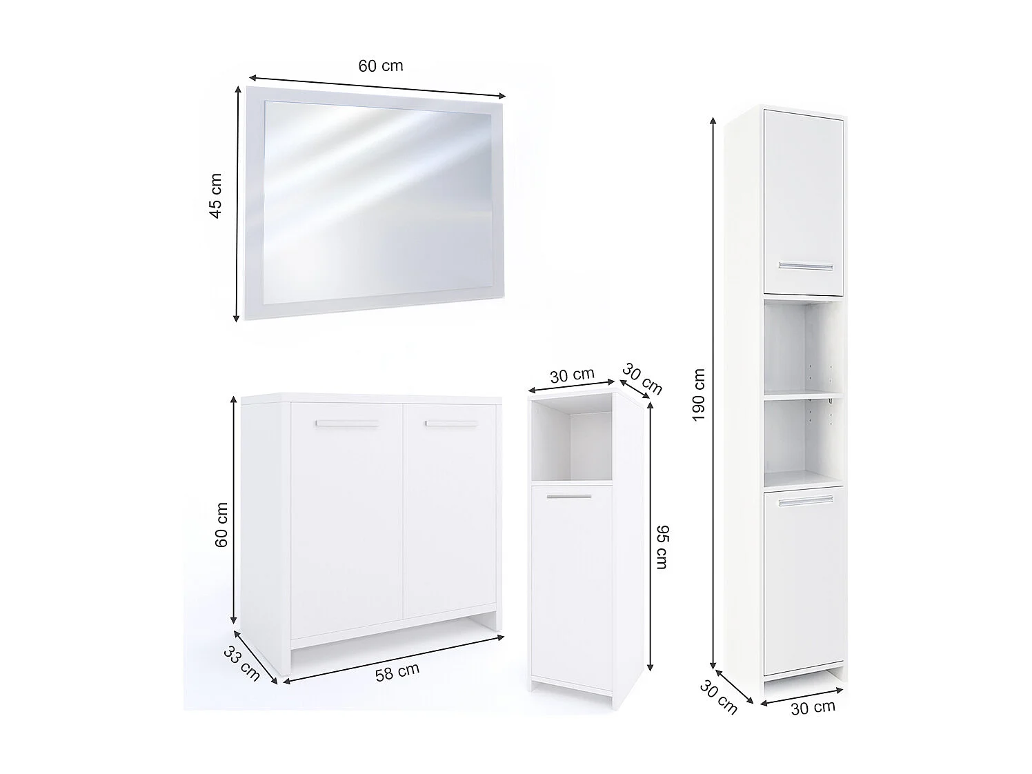 Meubles bain blanc 58x33x60 kiko