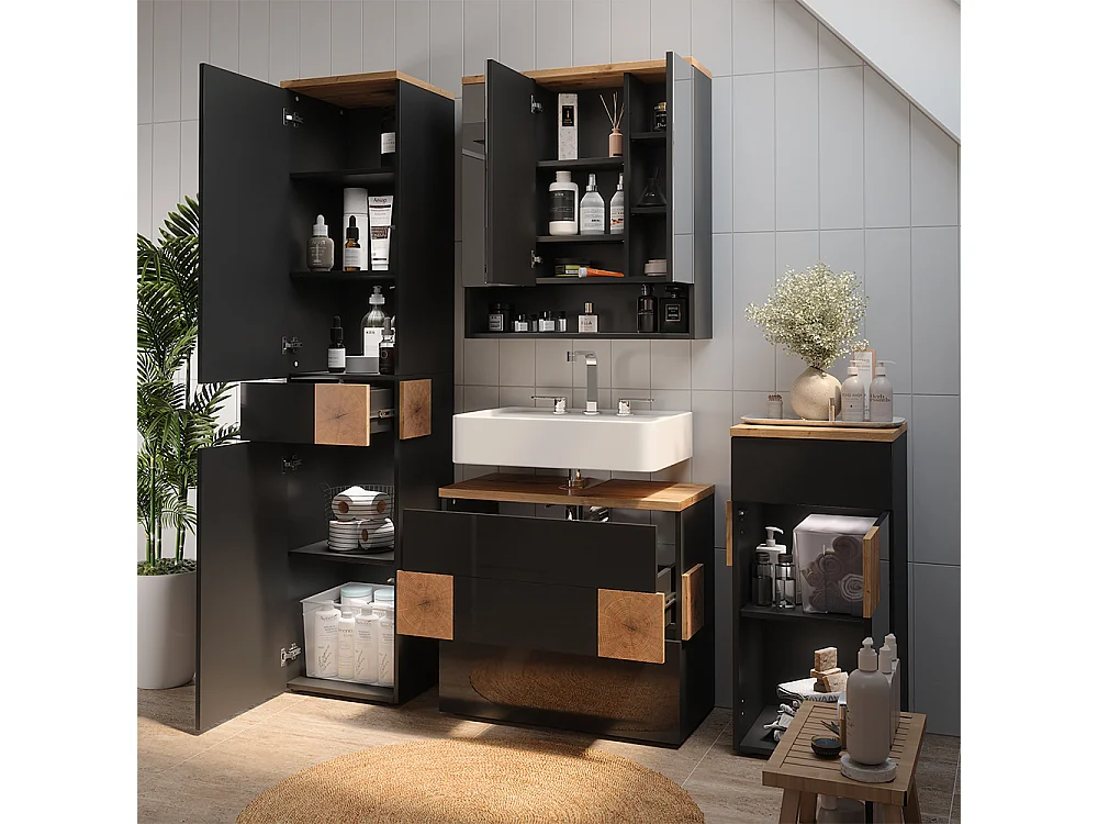 Meubles bain anthracite 70x37x64.5 eden