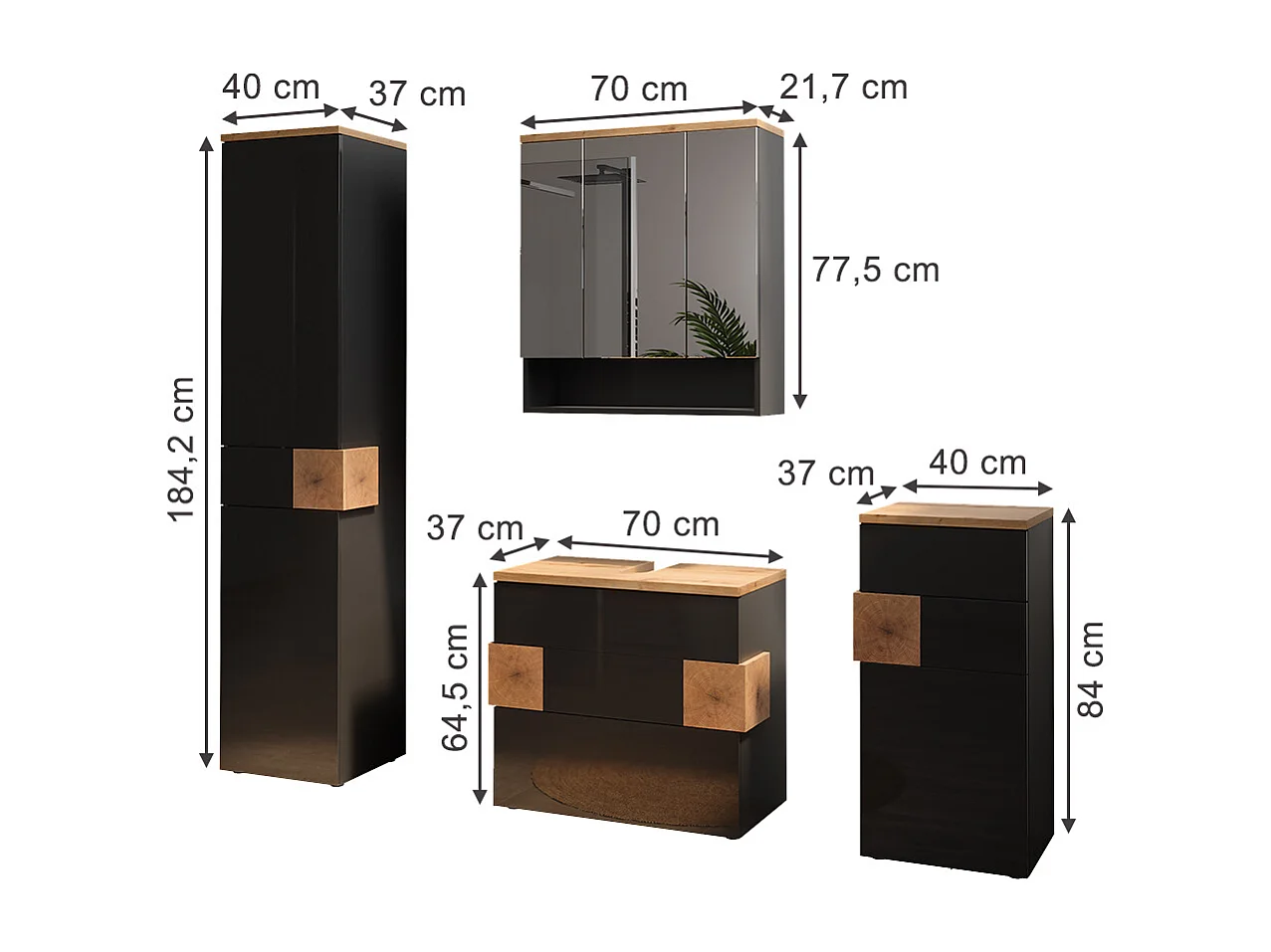 Badmöbel-Set anthrazit 70x37x64.5 eden