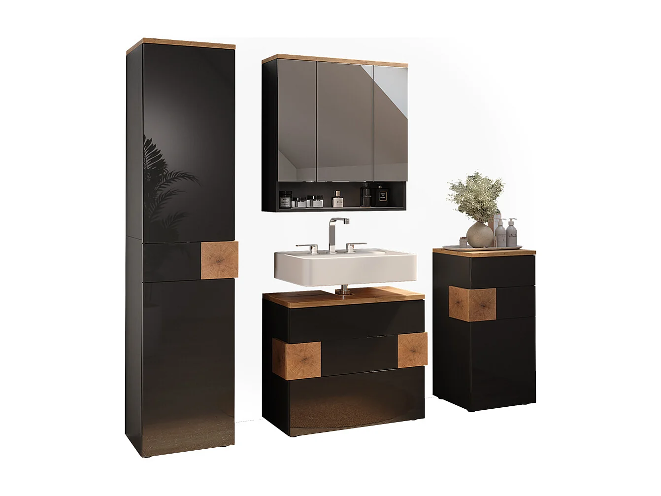 Badmöbel-Set anthrazit 70x37x64.5 eden