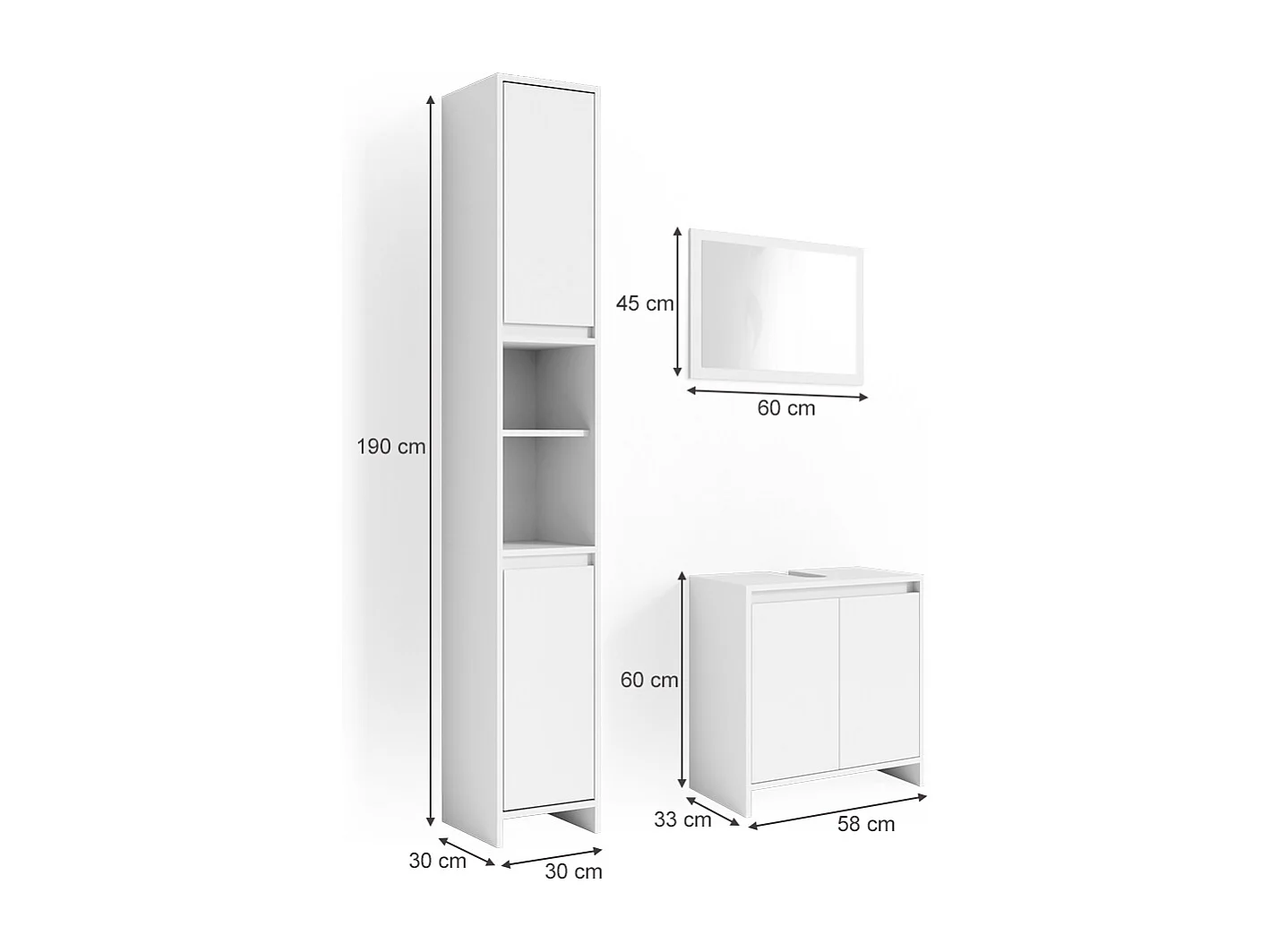 Conjunto de muebles de baño blanco 58x33x60 emma