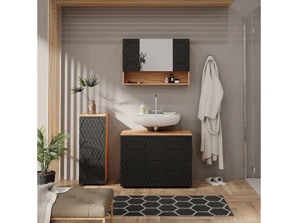 Meubles bain anthracite avec structure en nid dabeille 80x41x58.6 irma