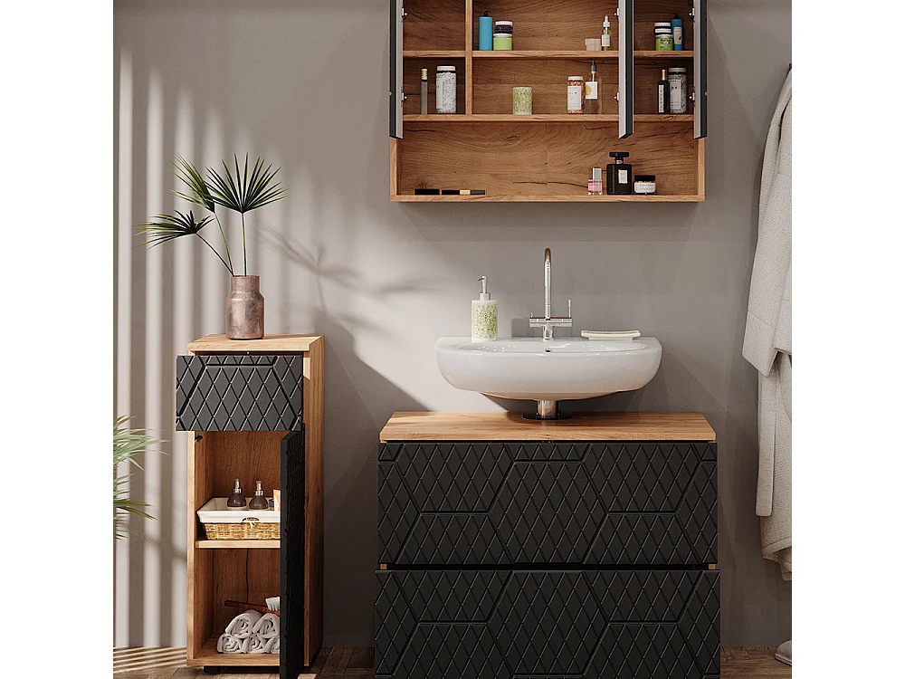 Meubles bain anthracite avec structure en nid dabeille 80x41x58.6 irma