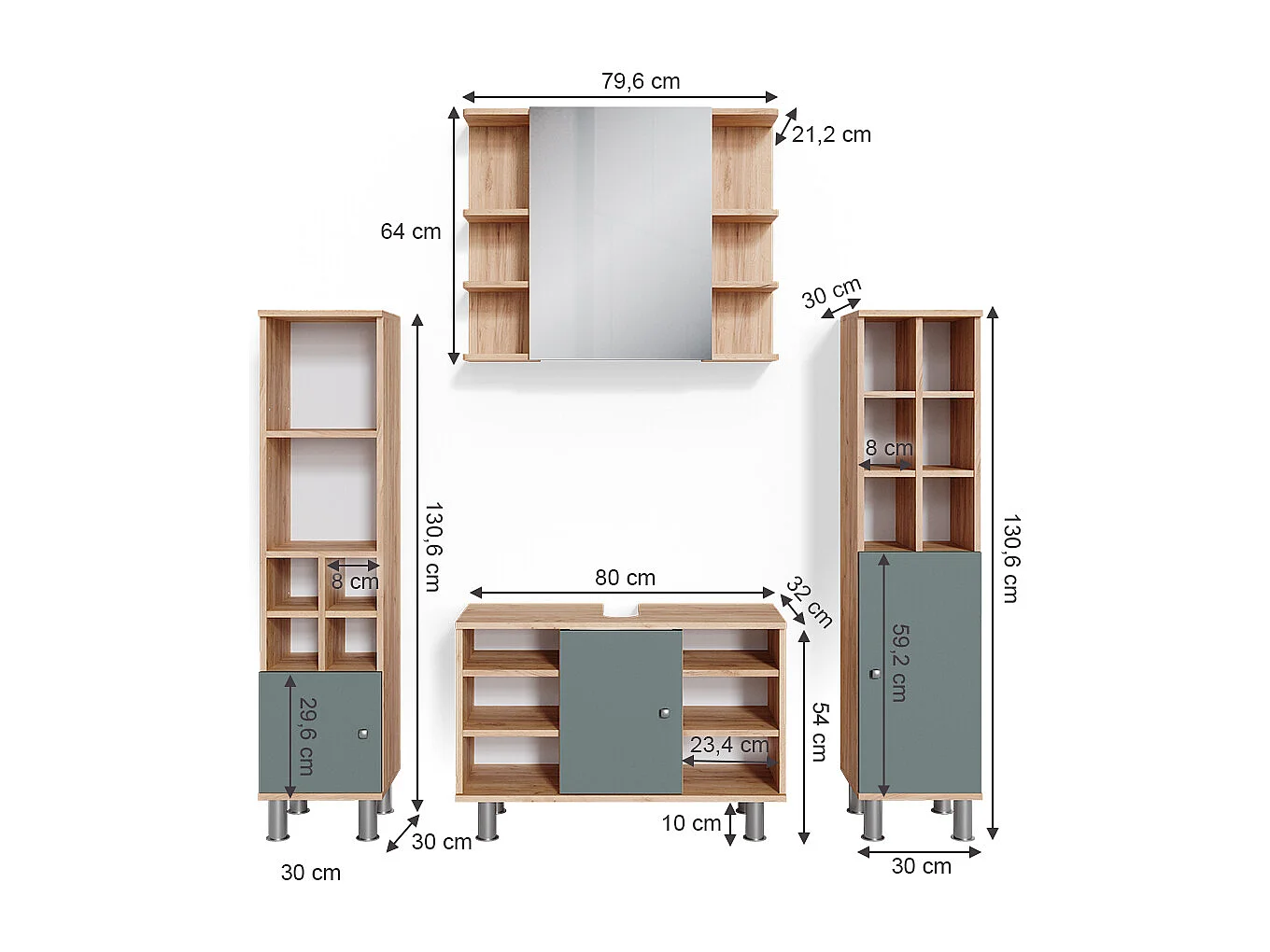 Meubles bain vert 60x32x54 fynn