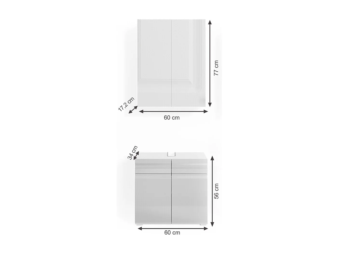 Conjunto de muebles de baño blanco alto brillo 56x34x60 fredd