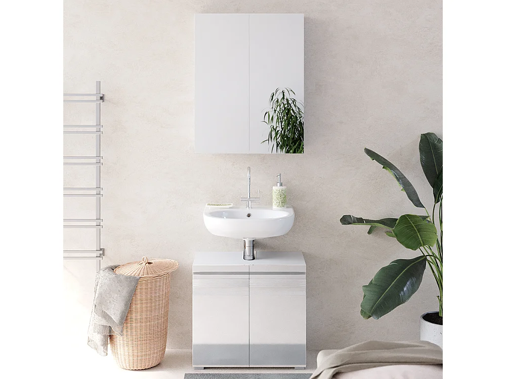 Conjunto de muebles de baño blanco alto brillo 56x34x60 fredd